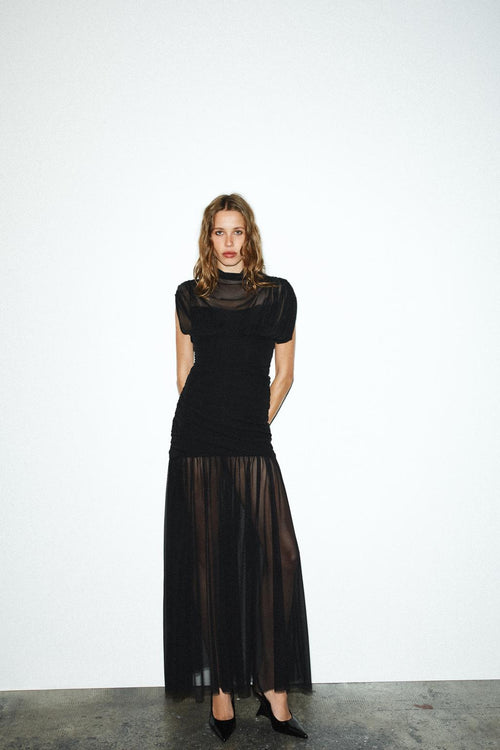 Robe midi drapée combinée